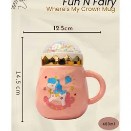 izzhaar Unicorn Printed Ceramic Mug with Lid for Kids ( 400 ML) image 2