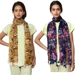 savaara Printed Chiffon Women Multicolor Stole, Scarf, Fancy Scarf-picture-22