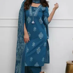 gekha Women Cotton Blend Kurta Pyjama Dupatta Set-picture-17