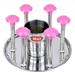 finner Glass and Spoon Set Organizer for 6 Glasses Stand for Kitchen/Home Décor (Blue) Steel, Plastic Glass Holder image 2