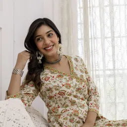 glam roots Floral Print Pure Cotton Stitched Anarkali Gown image 5