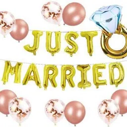 flying hub Solid Just Married Set of 12 Beautiful Ring With Balloon (pack of 12) Balloon-picture-10