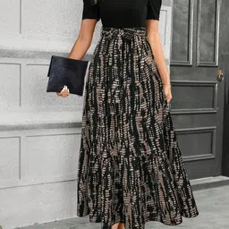 shyam sundari Women Fit and Flare Black Midi/Calf Length Dress image 1