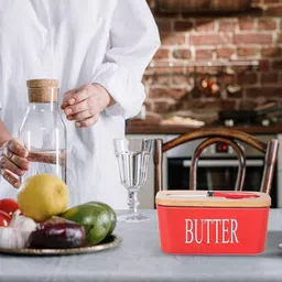 mforall Ceramic Butter Dish with Lid - Covered Holder with Knife for Countertop Butter Dish Serving Set image 5