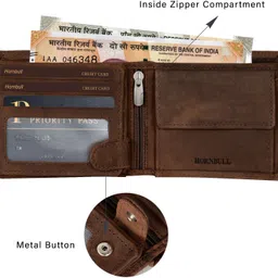 hornbull Men Casual Brown Genuine Leather RFID Wallet image 2
