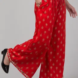 houseofcommon Women Relaxed Red Viscose Rayon Trousers image 4