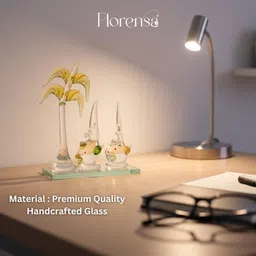 florensa Handcrafted Glass Fish & Date Palm Tree Figurine Decorative Showpiece - 11 cm image 3