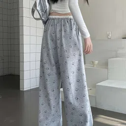 sixteenlines Women Loose Fit Grey Cotton Blend Trousers image 4