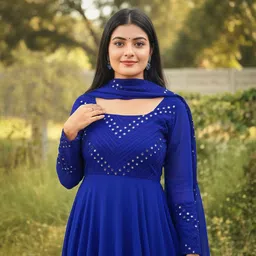 wizulo trendz Embroidered Georgette Stitched Anarkali Gown image 3