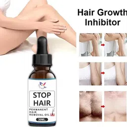 indiana huda Stop Hair 60ml Hair Removal Oil 2pcs Herbal Painless Formula Oil image 2