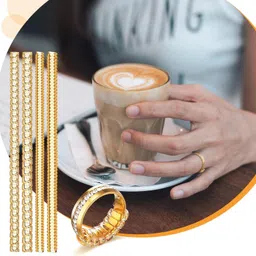 trujve 8Pcs Golden Ring Size Adjuster for Loose Rings Tightener Resizer Fit Spiral Silicone Ring image 2