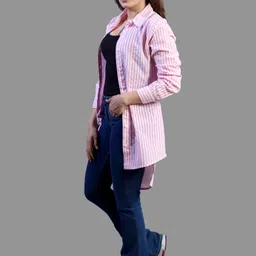 addicted attire Women Regular Fit Striped Button Down Collar Casual Shirt image 3
