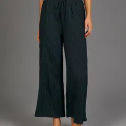 ciao fashion BLACK FLARED HEM VISCOSE PALAZZO Women Pyjama image 3