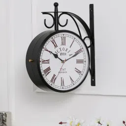 roomattic Metal Victoria Station Clock Double Side Antique Wall Clock image 1