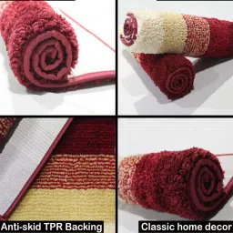 Yellow and Red Stripe Microfiber 24x16 Inches Super Soft Bath Mat By Luxe Home International image 5