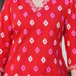 kjfab Women Floral Print Pure Cotton Straight Kurta image 5