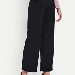 next one Women Loose Fit Black Lycra Blend Trousers-picture-14