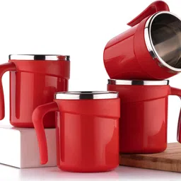 Pack of 4 Plastic, Stainless Steel Tea & Coffee Cups Set, Tea & Coffee Mug, Tea & Coffee Cups, Cups, Mugs, Set-image-89