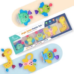 r for rabbit Jingle Safari Rattles for New Born Babies Toy Non-Toxic BPA Free (Pack of 5) Rattle-picture-23