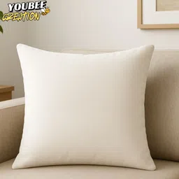 youbee creation Microfibre Cushion Pack of 1 Solid Soft Square Cushion for Sofa, Living Room Decor 16x16 Inch Throw Pillow image 3