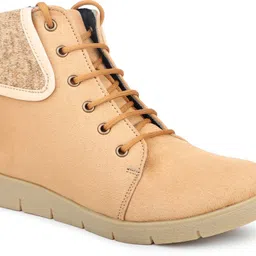 inc.5 Women Beige Mid Top Flat Boots Boots For Women image 2