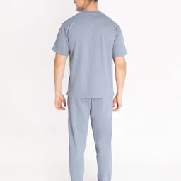 chkokko Men Top & Pyjama Set Grey Solid image 2