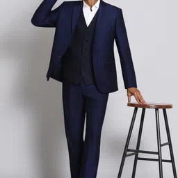 park avenue Men 3 Piece Suit Solid Suit image 2