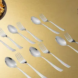 grip and serve Premium 6 PC Spoon And 6 PC Fork/Stainless Steel/Food Grade/14 Stainless Steel Cutlery Set-picture-41