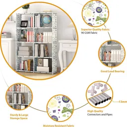 egnito Plastic 8 Shelf Book Organizer Showcase rack for home Non woven Book Shelf Plastic Open Book Shelf image 3