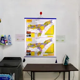 anagha Latest Assam Bilingual Political Map in English & Assamese | PVC Mounted, Distance Table, Survey of India Approved, Perfect for UPSC, State PSC & Schools Fine Art Print image 2