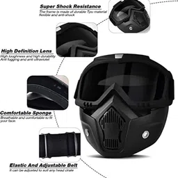 pragati urza Helment Open Face Mask Motorcycle Reusable Goggles Mask Helmet Welding, Wood-working Safety Goggle image 2