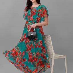 fashion2wear Women Fit and Flare Light Blue Maxi/Full Length Dress-picture-14