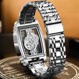 ELIVOR Men Luxury Hollow Skeleton Dial Quartz Not Mechanical Watches Analog Watch - For Men Watch Double Sided Hollow Transparent Analog Display Stainless Steel Quartz image 4