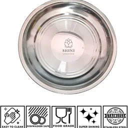shini lifestyle Stainless Steel Breakfast Plate, Serving Plate, Poha Plate,(20cm) Quarter Plate Quarter Plate-picture-22