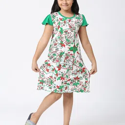SINI MINI Girls Floral Printed Pure Cotton Nightdress-picture-30