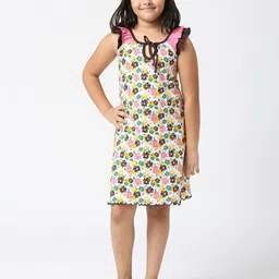 SINI MINI Girls Floral Printed Pure Cotton Nightdress-picture-31