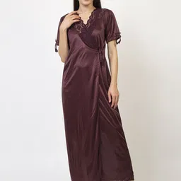 AVYAY Pack Of 2 Satin Nightdress With Robe-picture-39