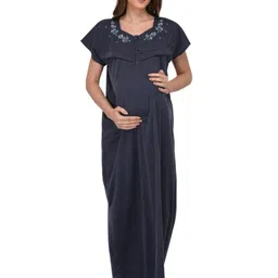 Fabme Striped Maternity Maxi Nightdress-image-57