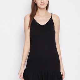 Hypernation Black Solid 100% Cotton Nightdress-picture-29