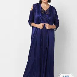 FashionRack Shoulder Straps Satin Nightdress With Robe-picture-46