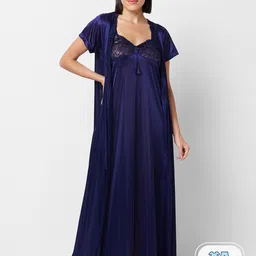 FashionRack Shoulder Straps Satin Maxi Nightdress With Robe-picture-44