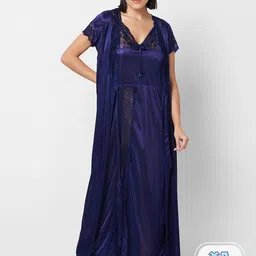 FashionRack Shoulder Straps Satin Maxi Nightdress With Robe-picture-45