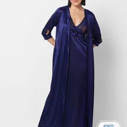 FashionRack Shoulder Straps Satin Nightdress With Robe-picture-42