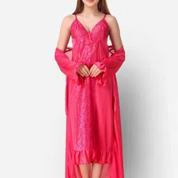 Romaisa Women Pink Maxi Nightdress-image-77