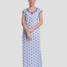 CIERGE Blue Printed Maxi Nightdress-picture-21