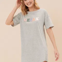 Marks & Spencer Pack Of 2 Typography Printed Pure Cotton T-shirt Nightdress-picture-16