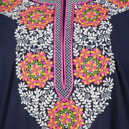 KOI SLEEPWEAR Navy Blue Embroidered Maxi Nightdress 9 FLOWER NAVY image 2