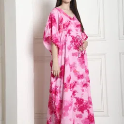 Secret Wish Tie & Dye Print Maxi Maternity Kaftan Nightdress image 3