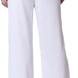 popwings Women Flared White Viscose Rayon Trousers image 4