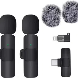 bass bling K9 Wireless Lavalier Microphone Set, Dual Mic Kit with Furry Windscreens Microphone-picture-31